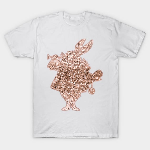 Sparkling rose gold Mr Rabbit T-Shirt by peggieprints